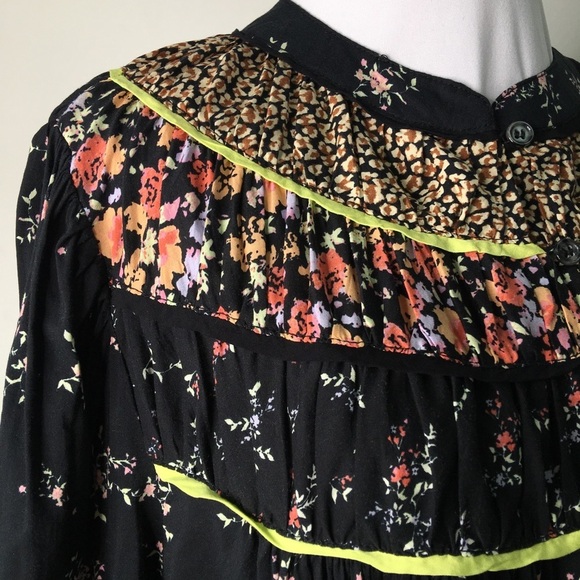 Free People Floral Boho Long Sleeve Blouse Size Medium - Picture 10 of 13